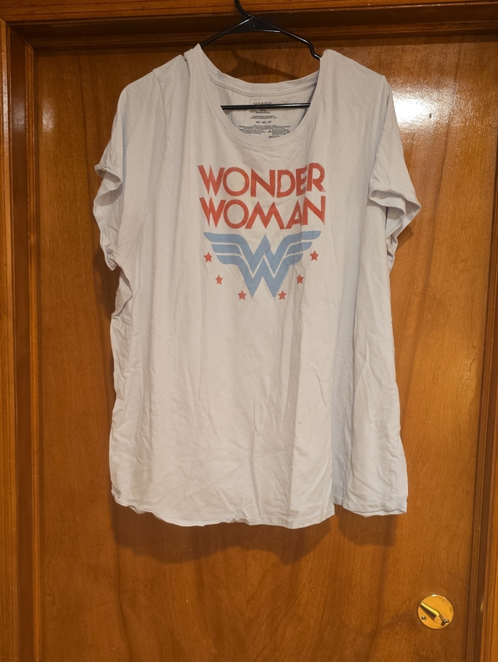 Wonder Woman Graphic Tee - White with Red & Blue Logo
